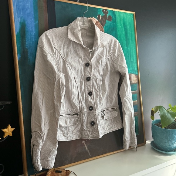 Sandwhich Stylish Boho Pinstripe White Jean Jacket 36 - Picture 15 of 16